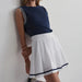 Varley Clarendon High Rise Skort in White with Navy Trim