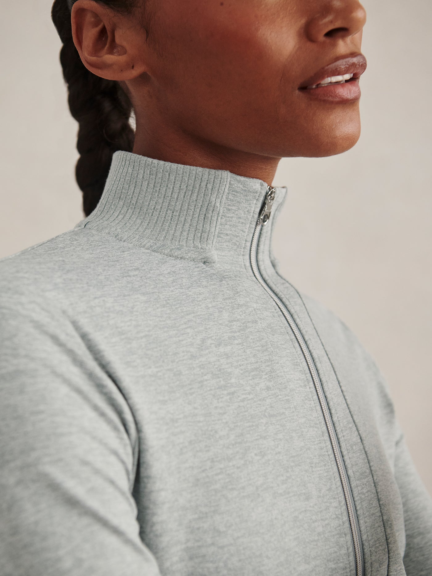 Rufus Cropped Zip Through in Blue Green Marl