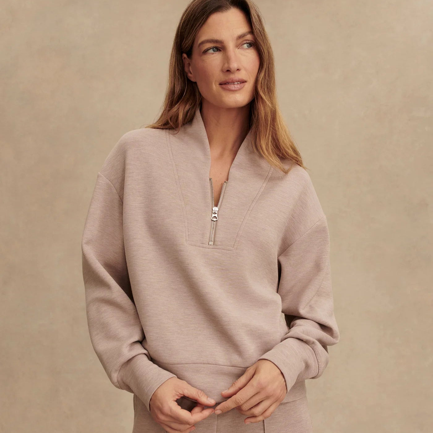 Varley Davidson Sweatshirt in Taupe Marl