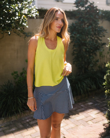 Addison Bay Doubles Tank in Chartreuse at Baseline Social