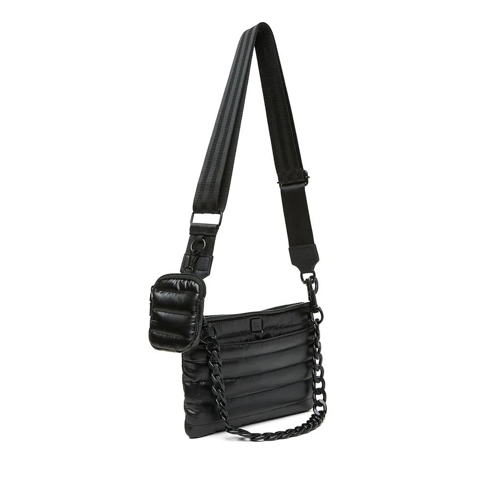 Think Royln Downtown Crossbody in Pearl Black with Black Strap
