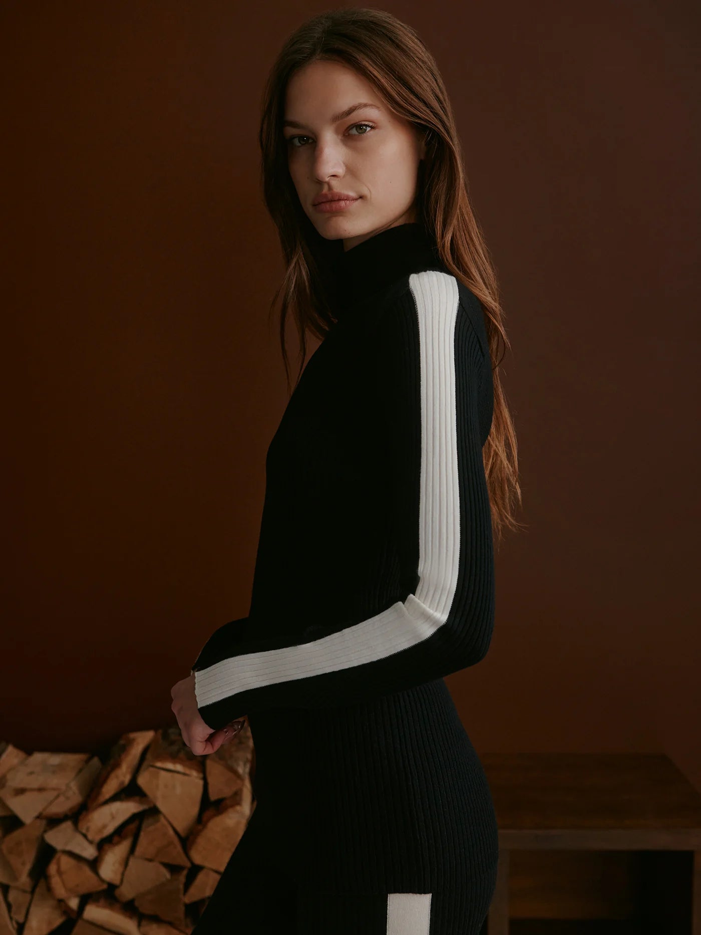Varley Leopold Roll Neck Knit in Black at Baseline Social