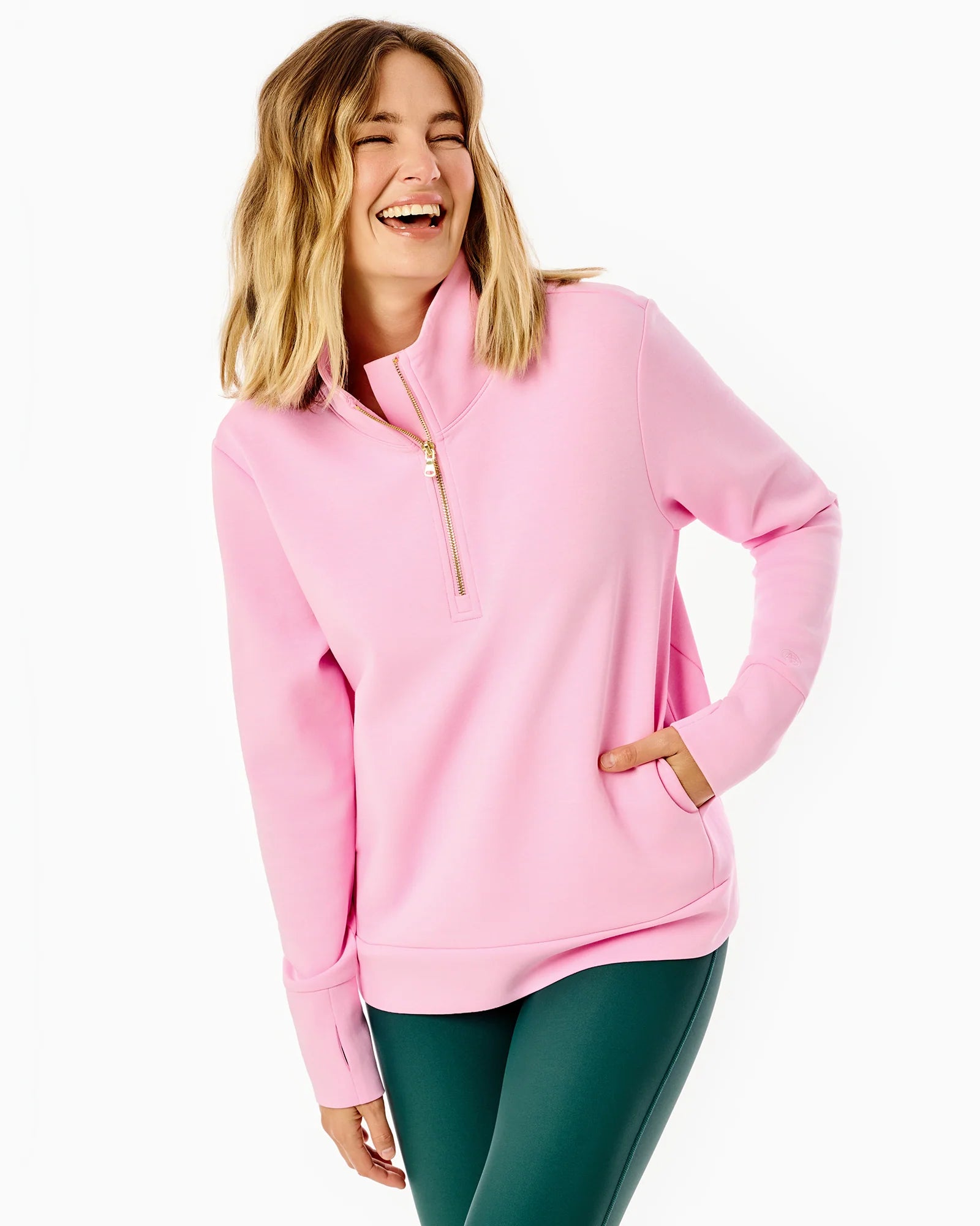 Addison Bay Everyday Quarter Zip in Bubblegum at Baseline Social