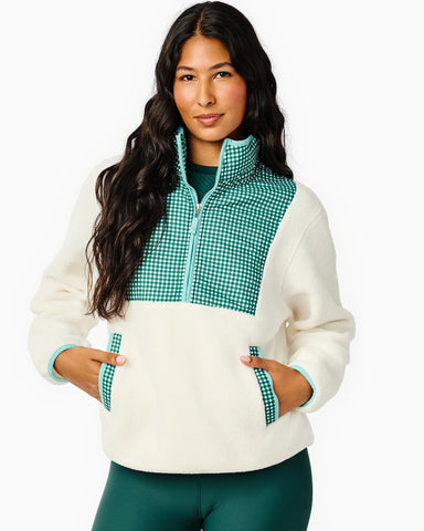 Addison Bay Everyday Sherpa in Cream/Ivy Gingham at Baseline Social