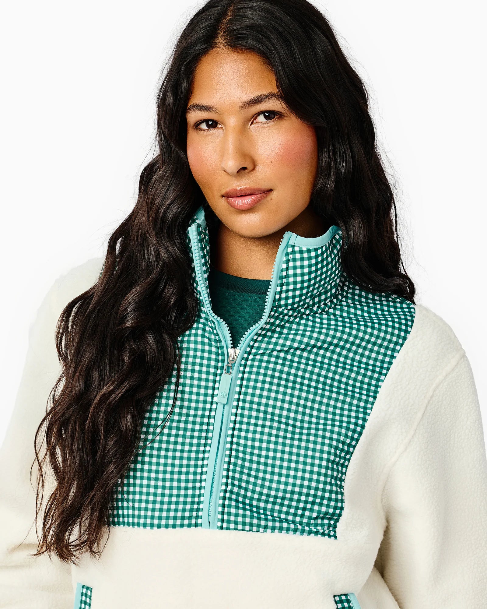 Addison Bay Everyday Sherpa in Cream/Ivy Gingham at Baseline Social