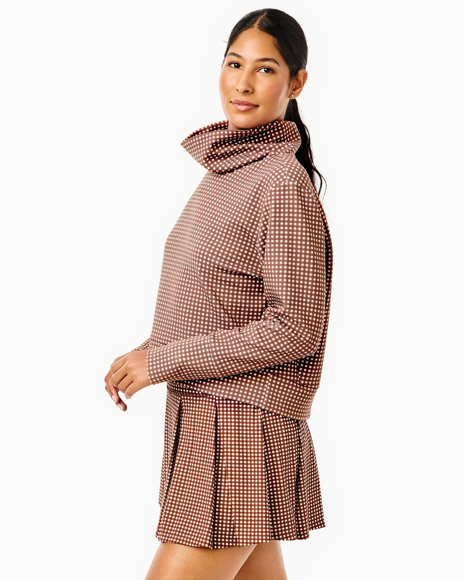 Addison Bay Everyother Day Pullover in Chocolate Gingham at Baseline Social