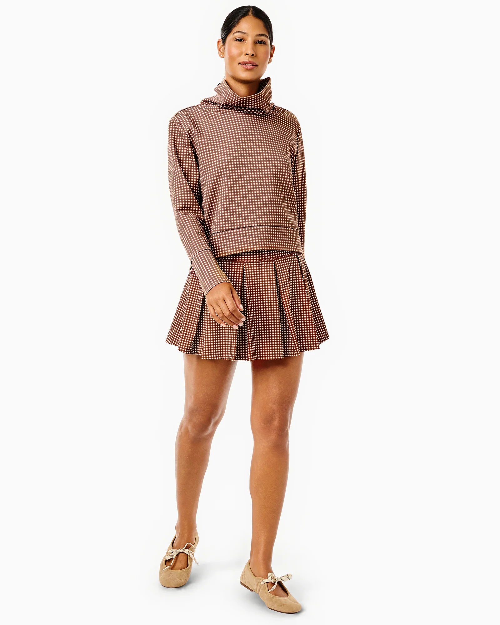 Addison Bay Everyother Day Pullover in Chocolate Gingham at Baseline Social
