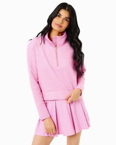 Addison Bay Everyother Day Quarter Zip in Orchid Gingham at Baseline Social