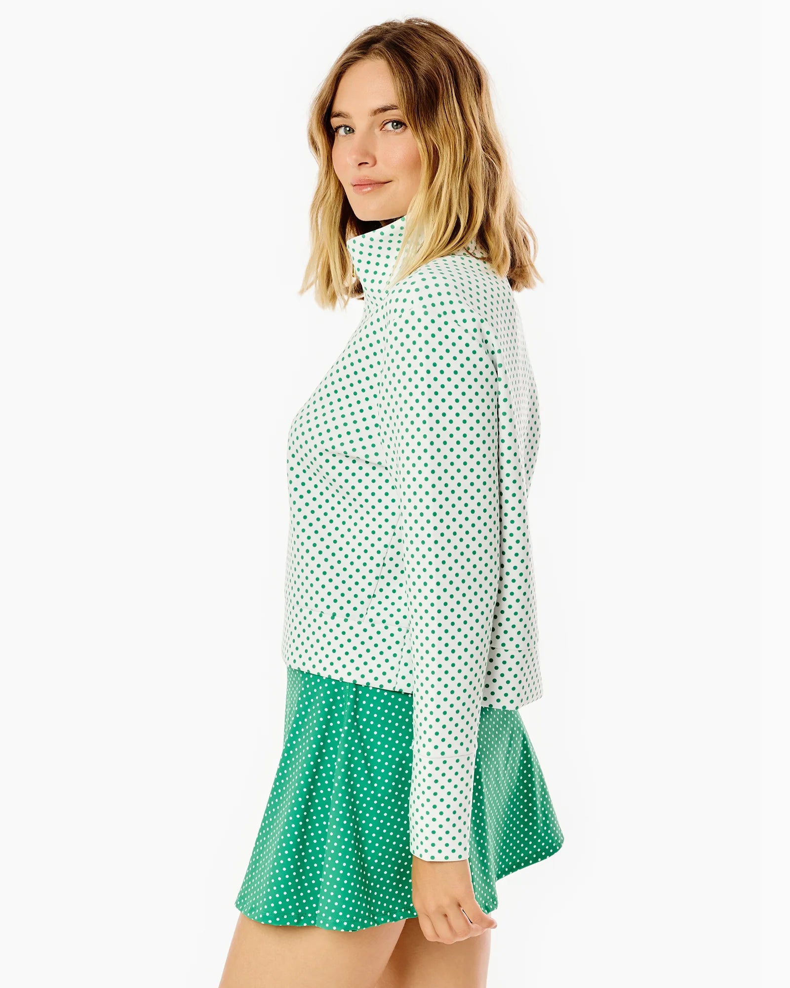 Addison Bay Everyother Day Quarter Zip in Palm Dottie at Baseline Social