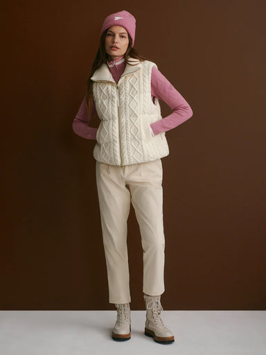 Varley Irina Cable Knit Gilet in Egret at Baseline Social