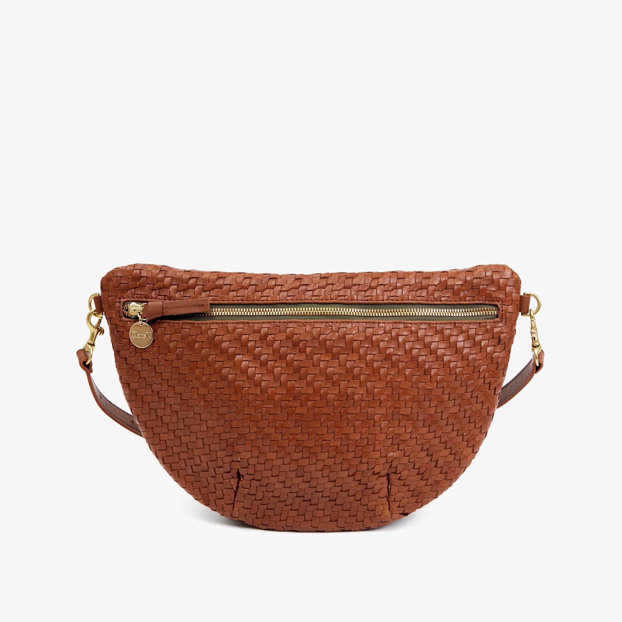 Clare V. Grande Fanny in Hazelnut Woven Zig-Zag