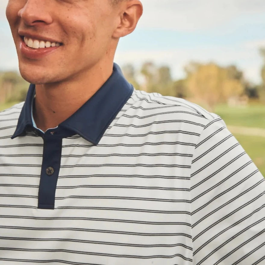 Rhone Golf Sport Polo in Frosted Mint Micro Stripe