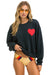 Aviator Nation Heart Stitch Relaxed Crew in Charcoal at Baseline Social