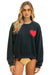 Aviator Nation Heart Stitch Relaxed Crew in Charcoal at Baseline Social