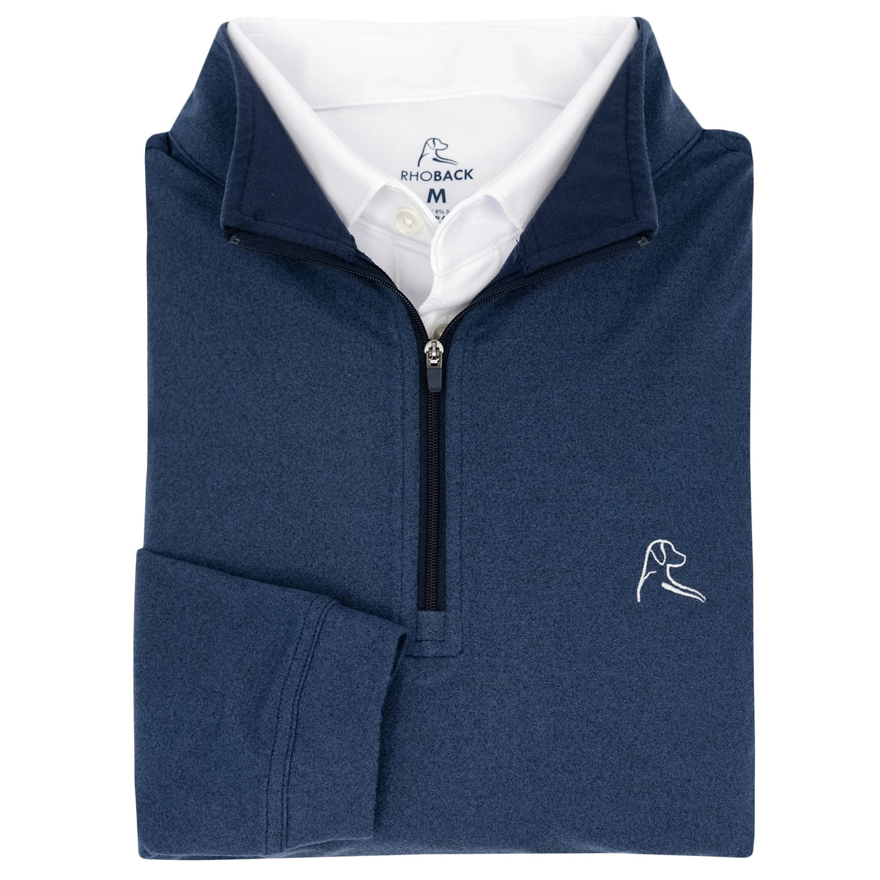 Rhoback Heather Performance Q-Zip in Fleet Navy/Slate Blue