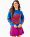 Junior Carlyle Crewneck Sweater in Harbor Blue/Plum Stripe