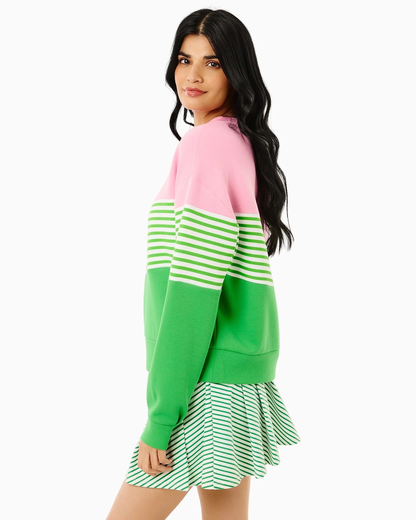 Addison Bay JV Crewneck in Bubblegum/Key Lime at Baseline Social