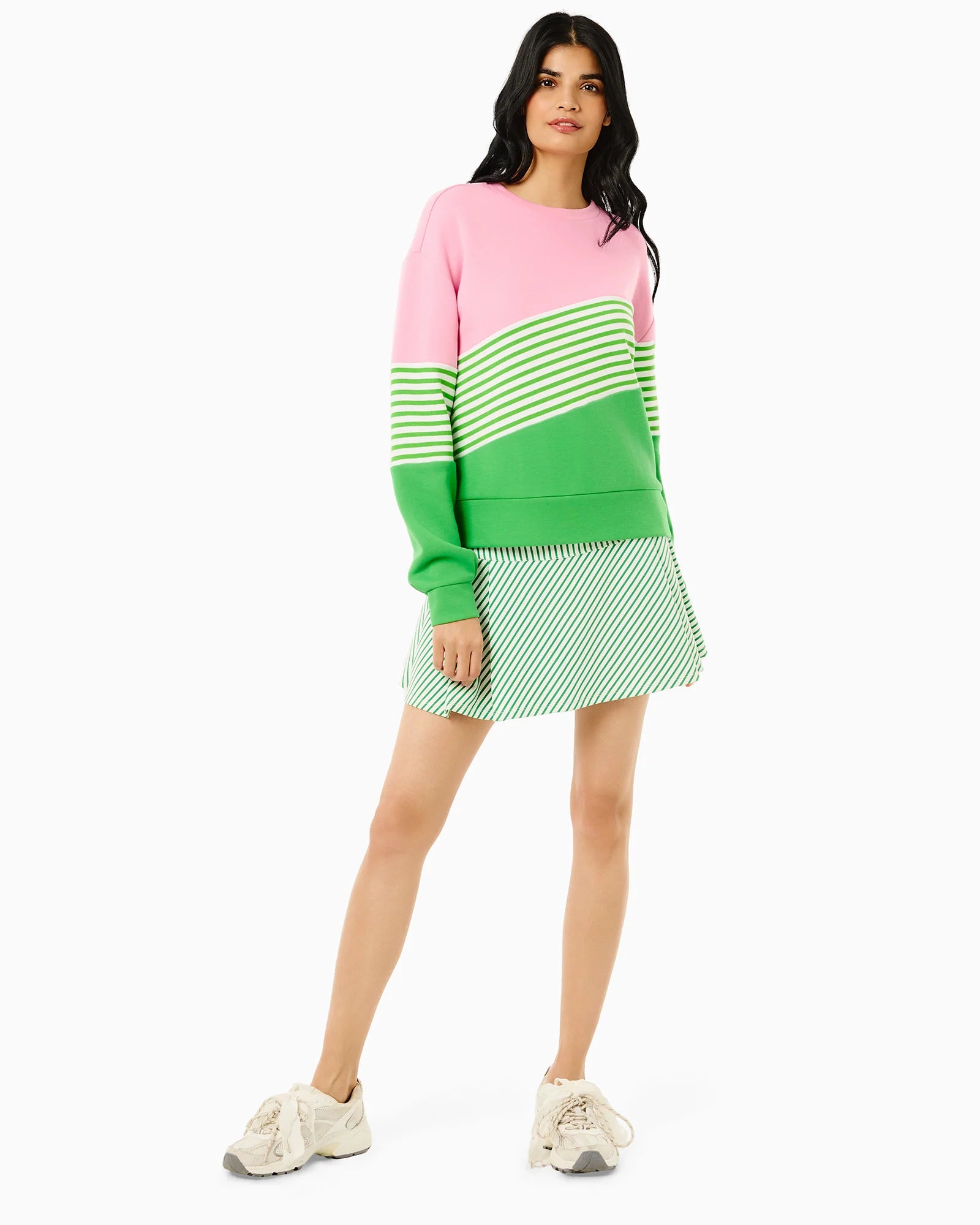 Addison Bay JV Crewneck in Bubblegum/Key Lime at Baseline Social