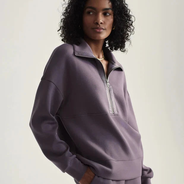 Varley Keller Half Zip Pullover in Cocoa Berry