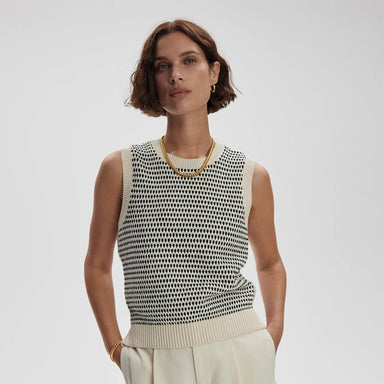 Varley Knowles Textured Knit Vest in Birch Multi Stitch