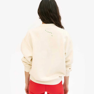 Clare V. Oversized Sweatshirt in Cream with Green Embroidered Le Weekend