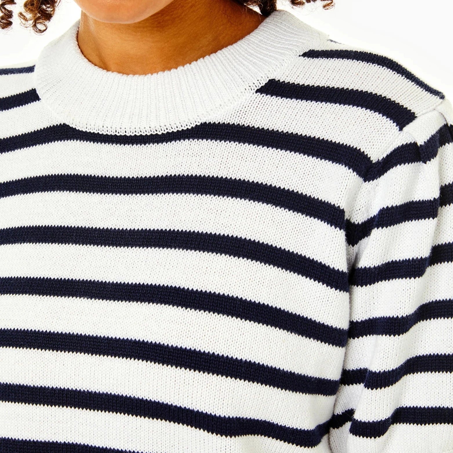 Addison Bay Locust Active Sweater in White/Navy Stripe