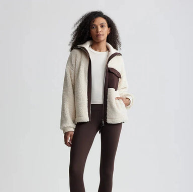 Varley Lowell Sherpa Jacket in Sandshell/Coffee Bean