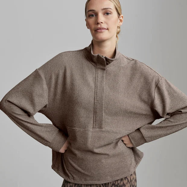 Varley Maida Half-Zip Midlayer in Carob Marl