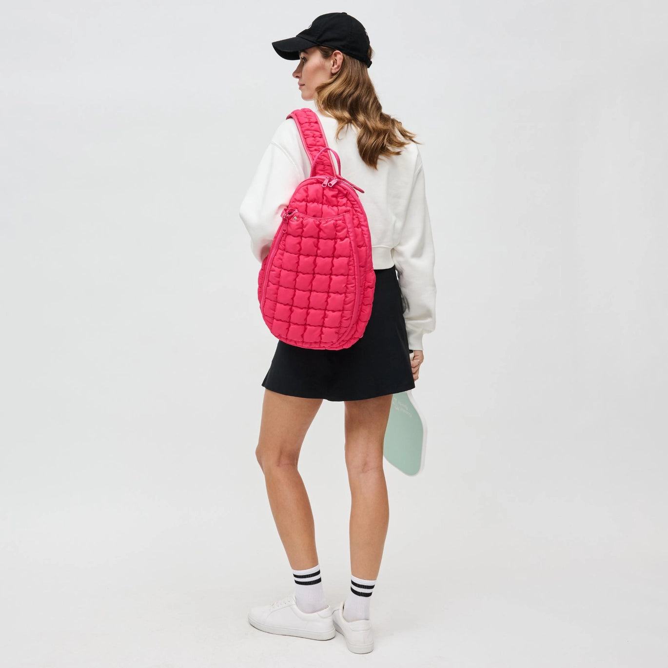 Sol and Selene Match Point Quilted Puffer Pickleball-Paddle Tennis Sling in Hot Pink