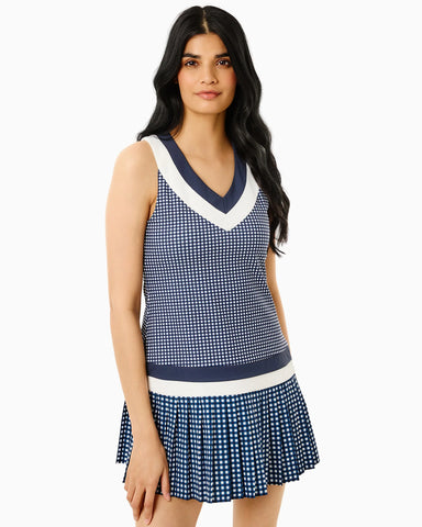 Addison Bay Match Active Dress in Navy Gingham at Baseline Social