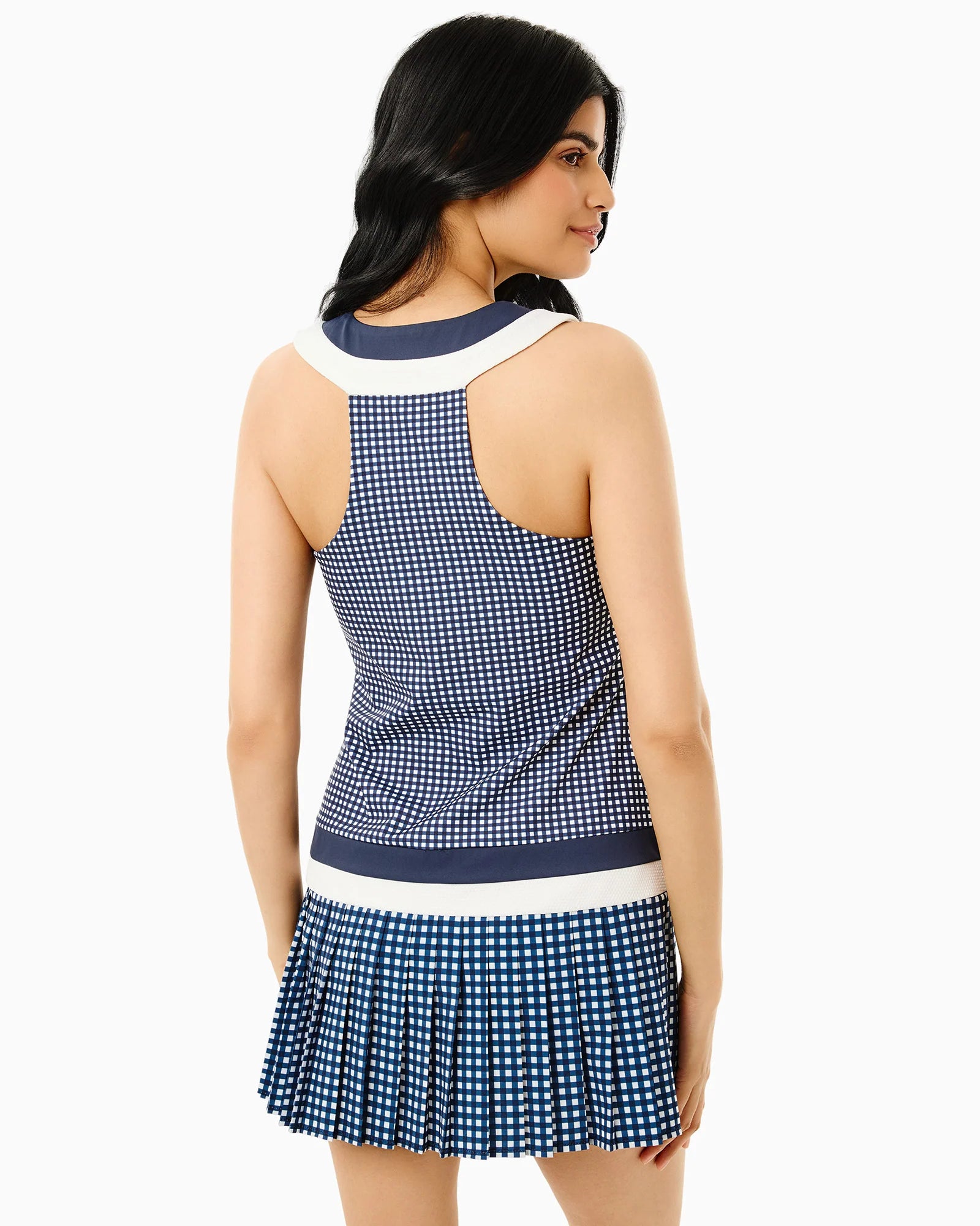 Addison Bay Match Active Dress in Navy Gingham at Baseline Social