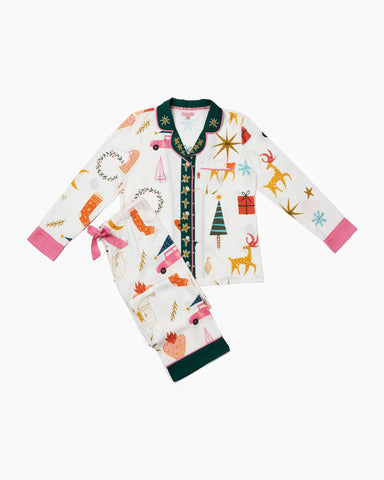 Katie Kime Mod Holiday Long Sleeve Pajama Pants Set at Baseline Social