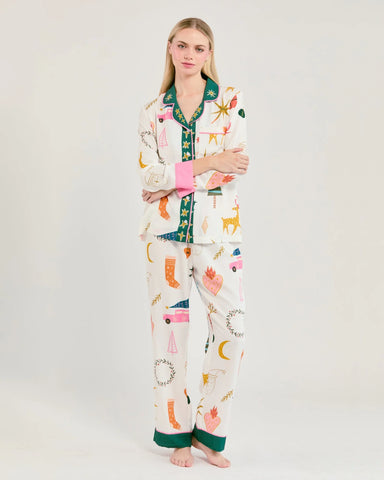 Katie Kime Mod Holiday Long Sleeve Pajama Pants Set at Baseline Social