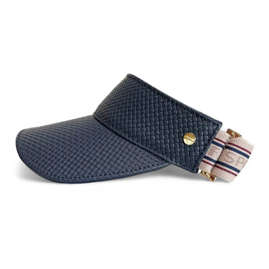 Fenix Sportier - The Visor in Navy Basketweave Leather, Varsity Striped Elastic and Gold