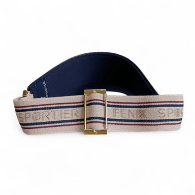 Fenix Sportier - The Visor in Navy Basketweave Leather, Varsity Striped Elastic and Gold