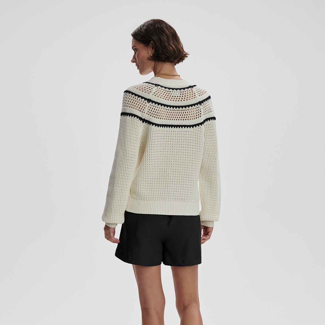 Varley Padburry Pointelle Knit Sweater in Egret