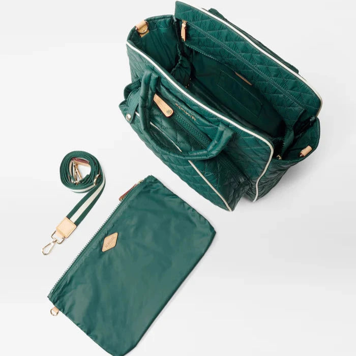 MZ Wallace Pickleball Tote in Emerald and Ecru