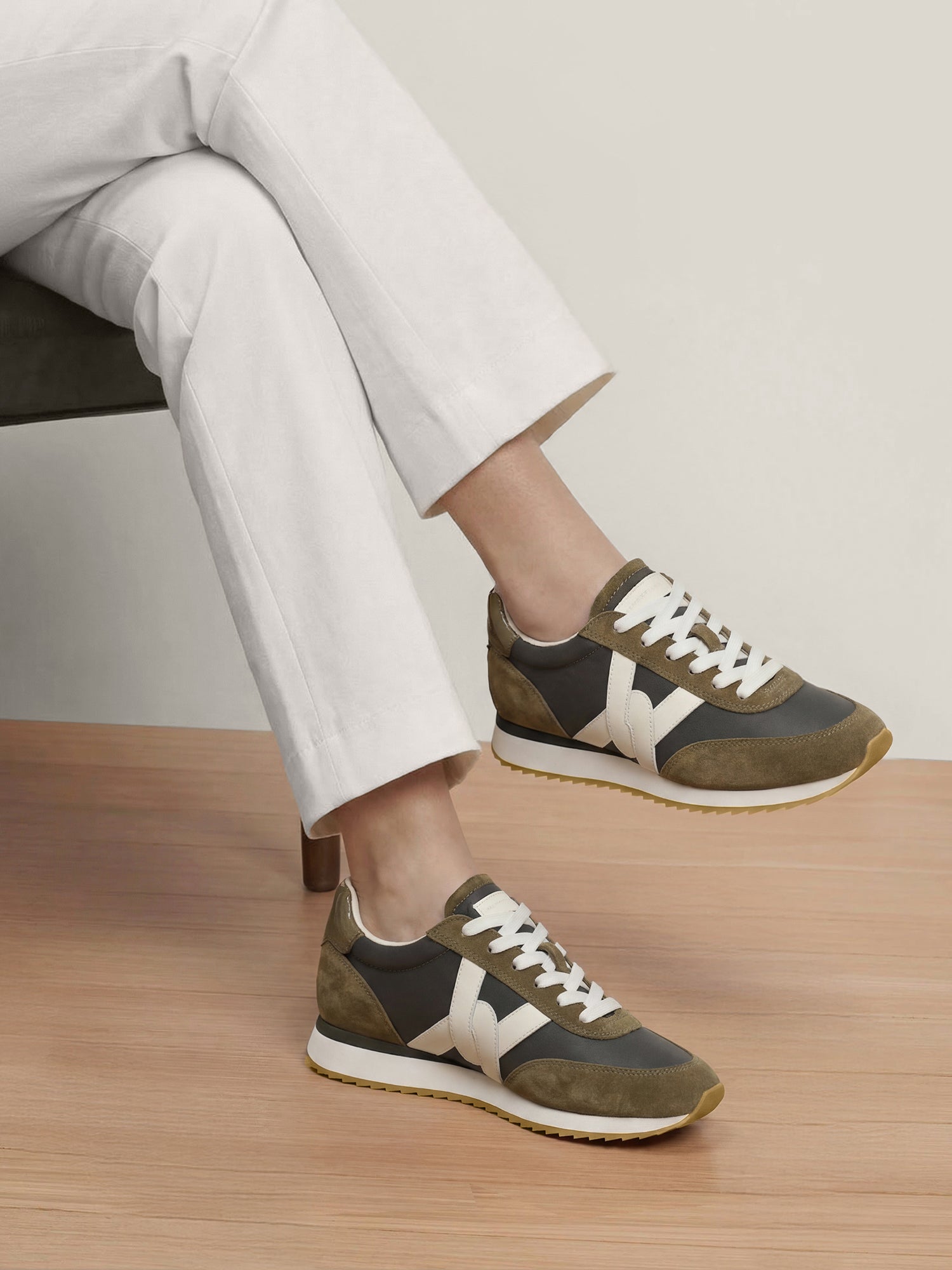 Veronica Beard Penrose Sneaker in Loden/Fennel, side view