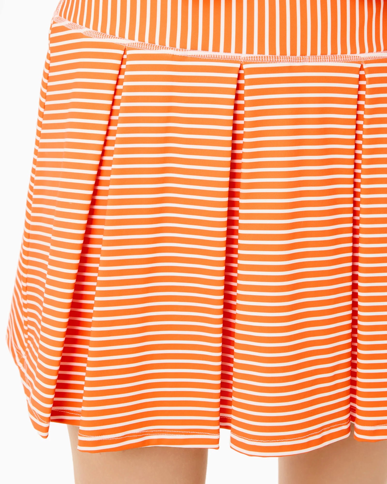 Addison Bay Racquet Skort in Super White/Papaya Stripe at Baseline Social