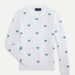 Renwick Allover Racquets Sweater in White and Green