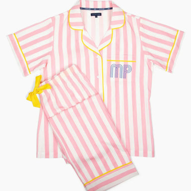 Katie Kime Retro Stripe Pajama Pants Set in Pink