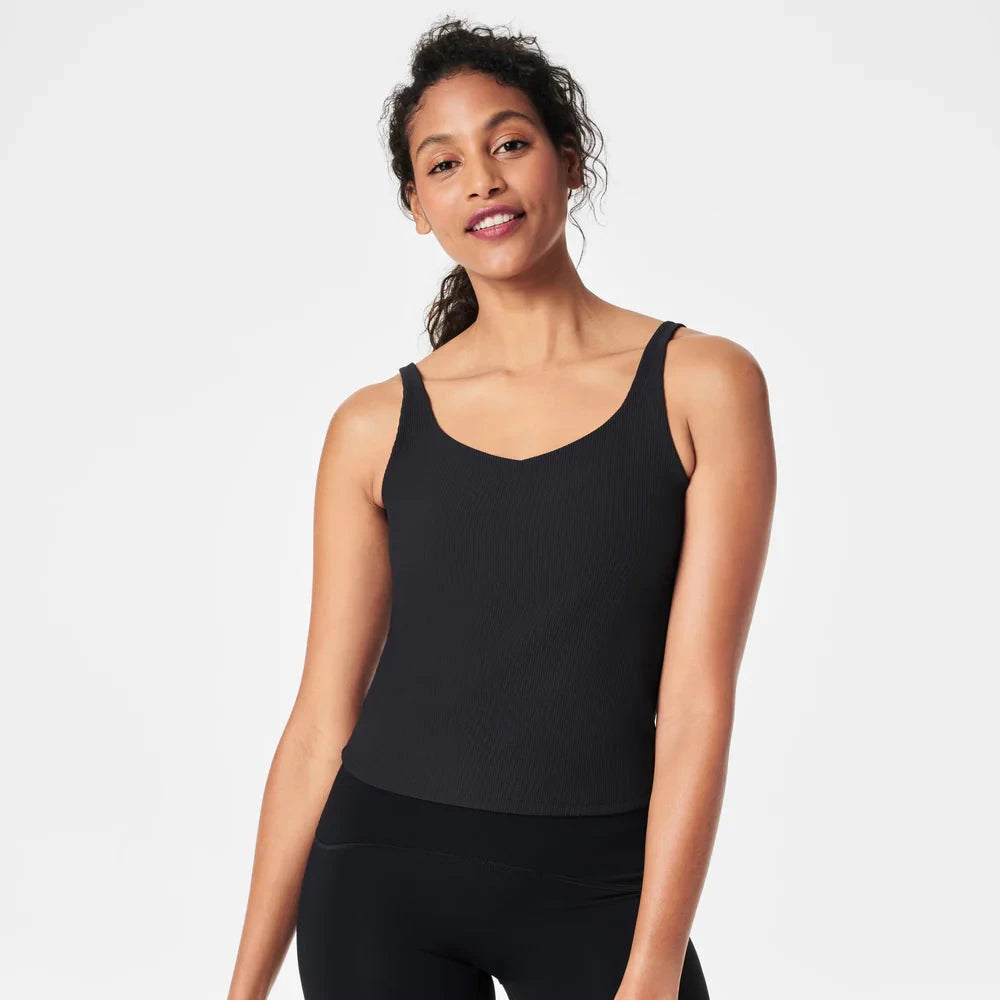 Spanx Ribbed 2 in 1 Tank in Very Black