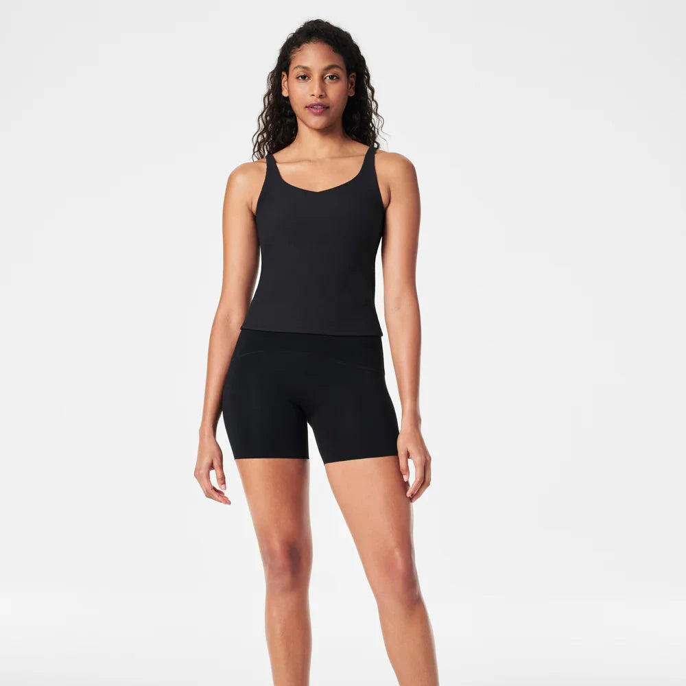 Spanx Ribbed 2 in 1 Tank in Very Black