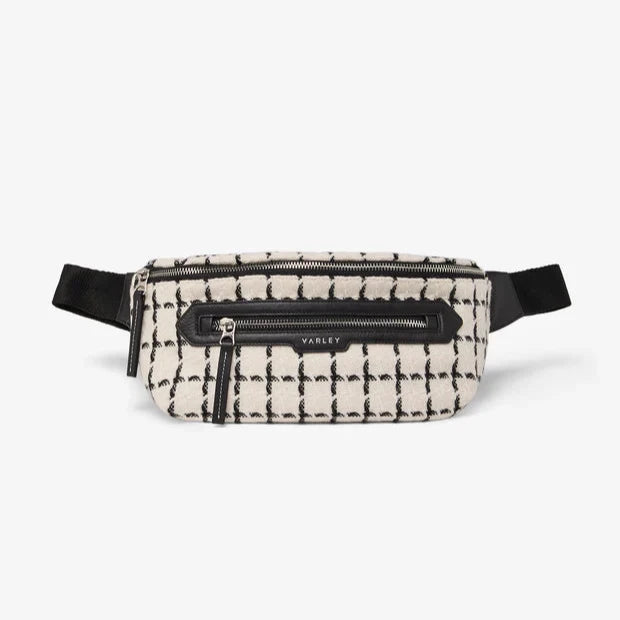 Varley Roby Belt Bag in Egret Mono Check