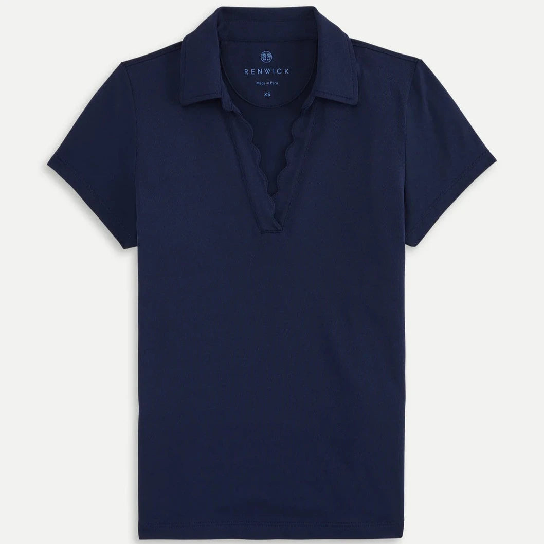 Renwick Scallop Performance Polo in Navy