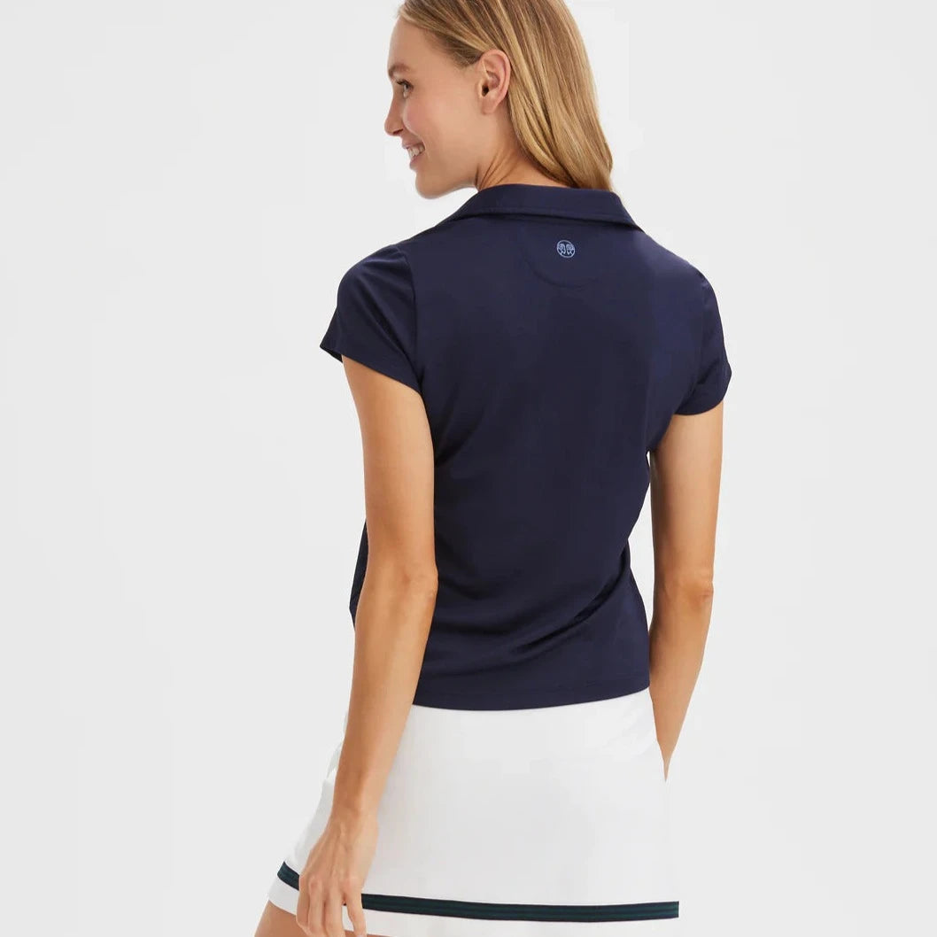 Renwick Scallop Performance Polo in Navy