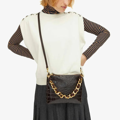 Clare V. Shortie Strap in Kalamata Grosgrain Curb Chain