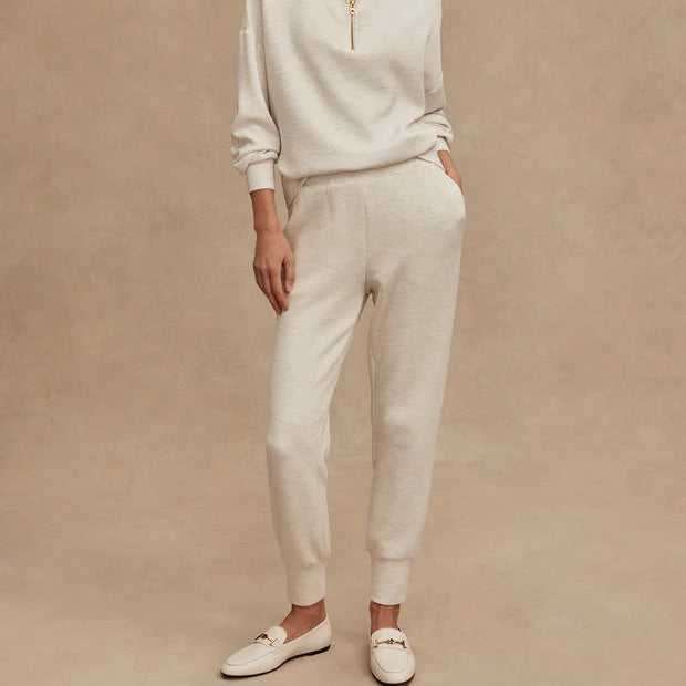 Varley The Slim Cuff Pant 25" in Ivory Marl