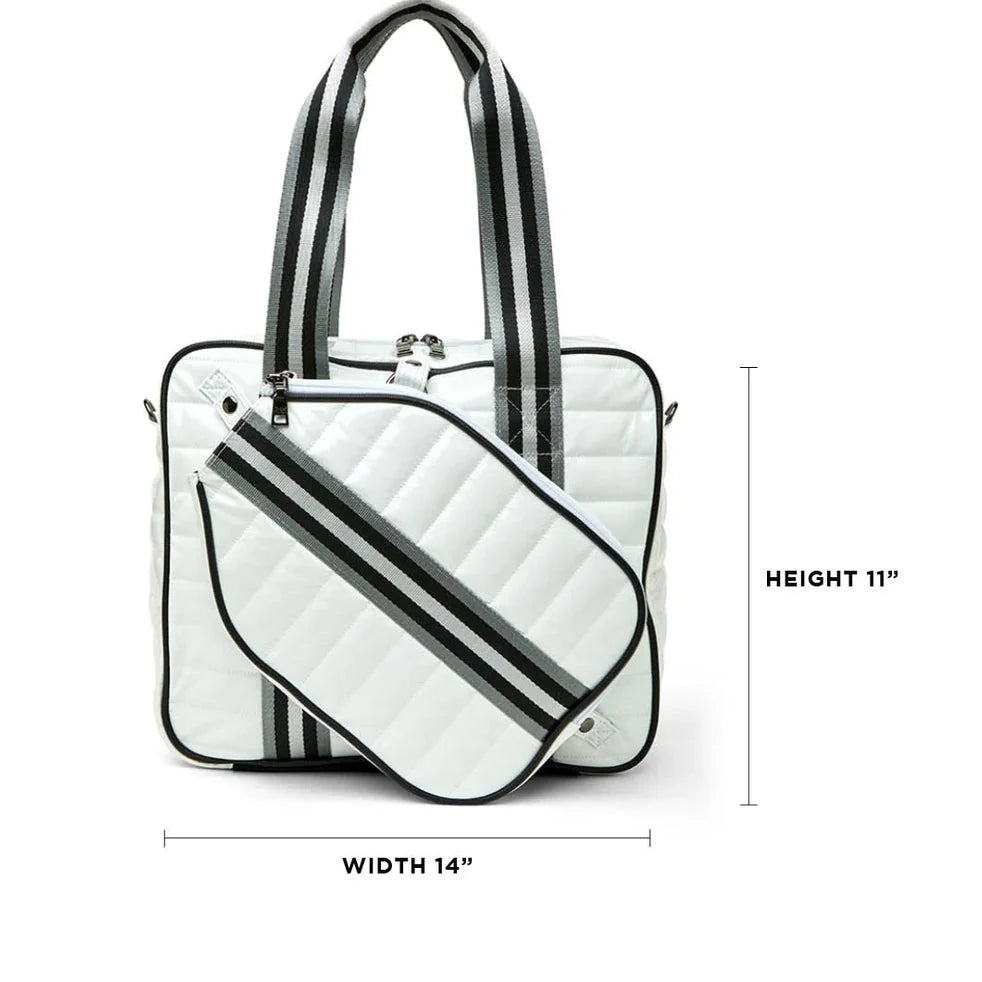 Think Royln Sporty Spice Pickleball Bag in White Patent