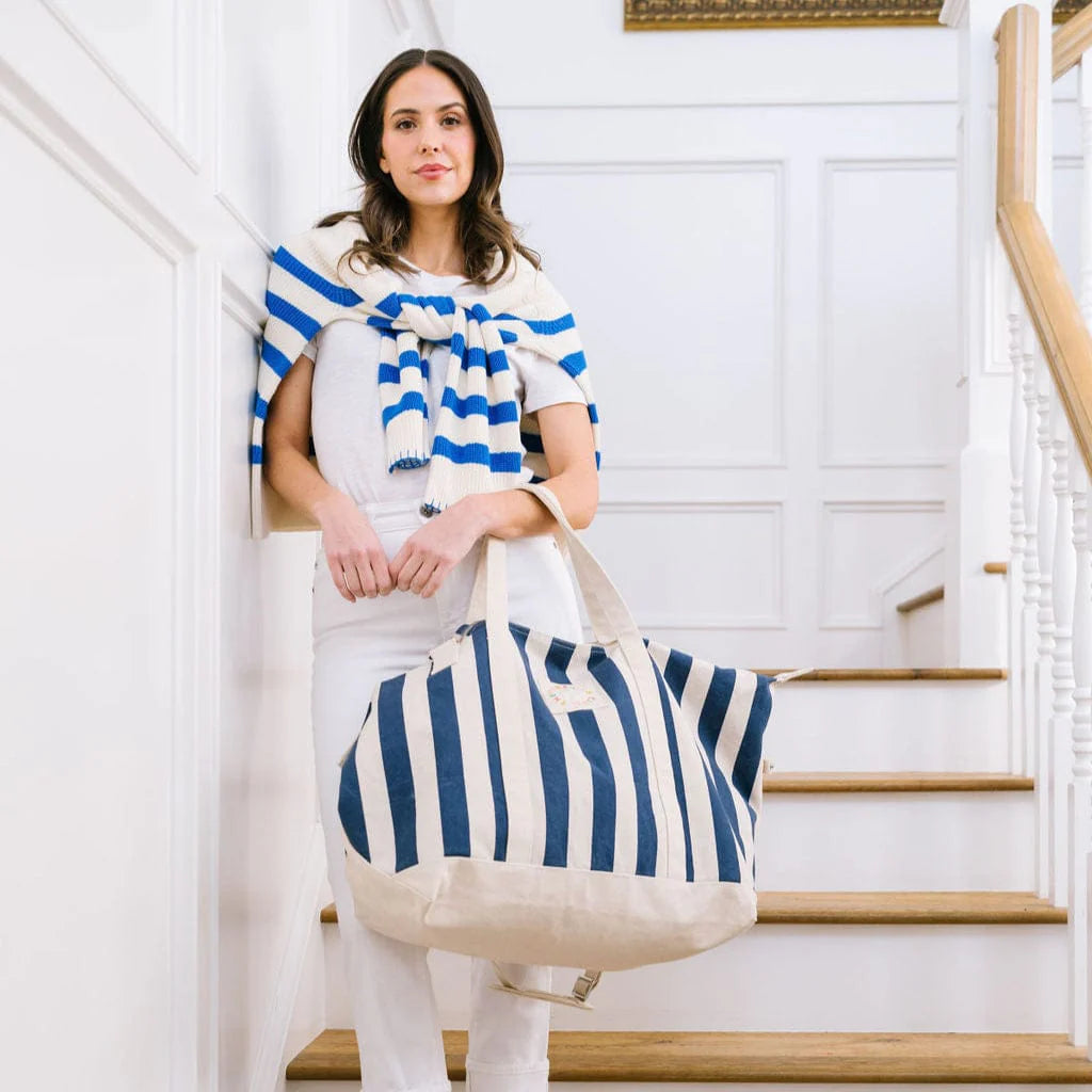 Sunshine Tienda Navy Stripe Canvas Weekender at Baseline Social